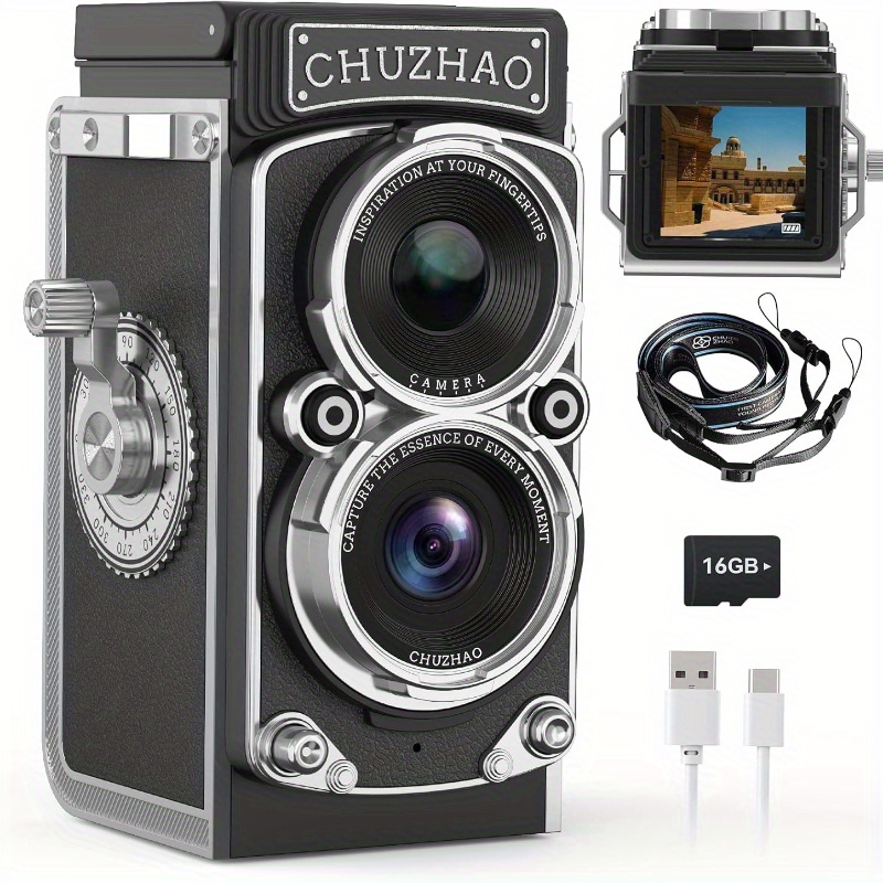 a5 retro dslr-style mini digital camera with dual front/rear