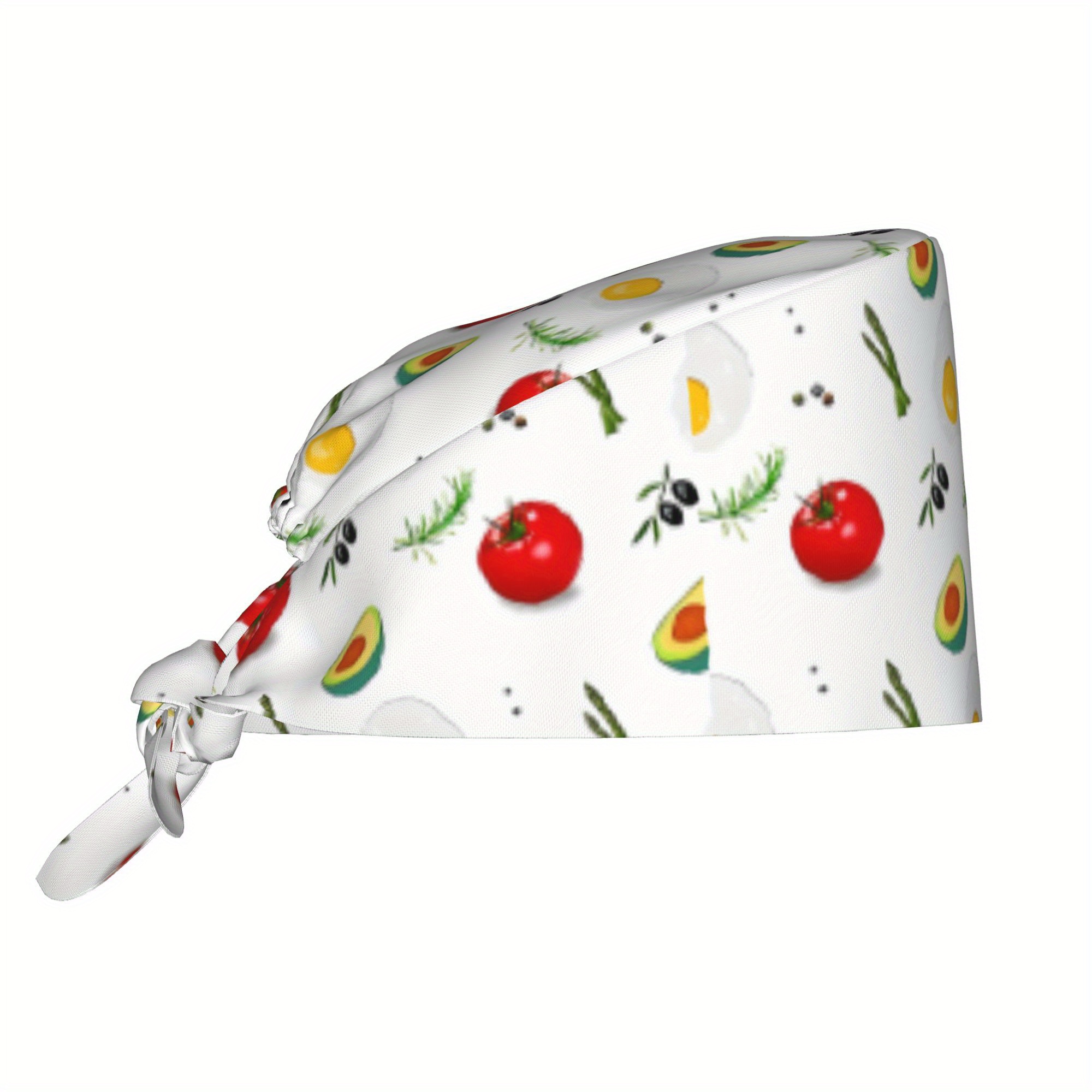 TEMU Gorra Unisex y Ajustable con Diseño de Cordones, Antipolvo, Ideal para Enfermeras y Chefs, con Estampado de , y Tomate