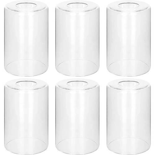 6 pack clear glass shades replacement 5 51in height 3 94in diameter 1 65in high cylinder glass lampshade replacement for pendant light floor lamps chandelier wall sconces