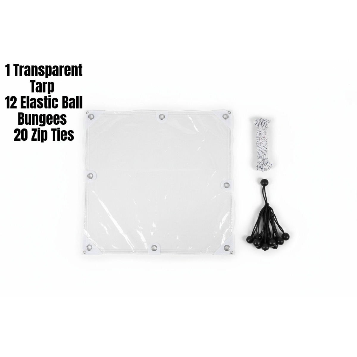 E-shop Ultimative PVC-Transparentes Markisenstoff: Verbesserte extra starke Schutzecken, vollständig umsäumte Ösenkanten & 12 elastische Spanngurte für