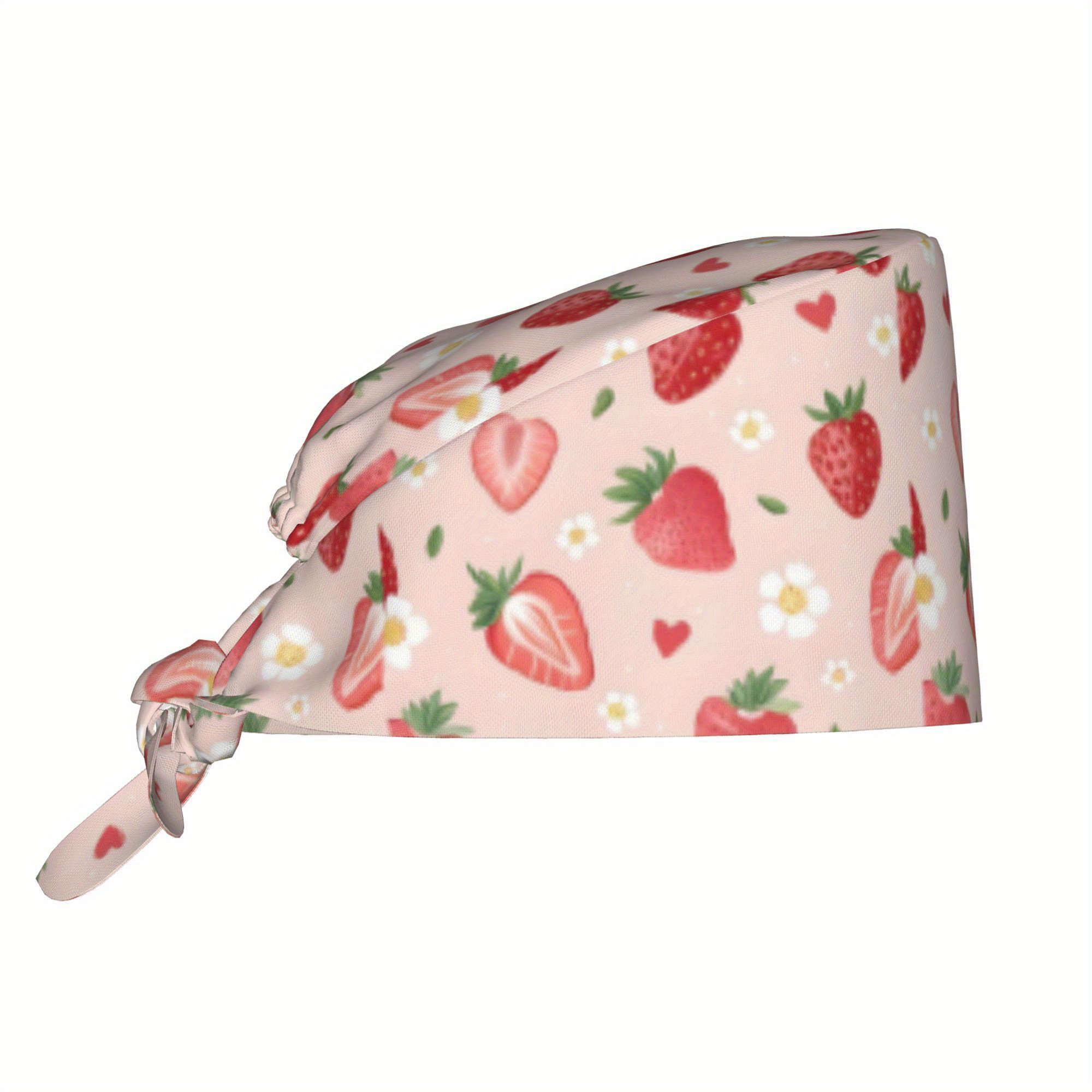 TEMU 1pc Fruit Unisex Stylish Printed Work - Lightweight Adjustable Skull Tie-back Nurse Hat, Dustproof Chef & Cooking , Men's Hats & Caps, Father's