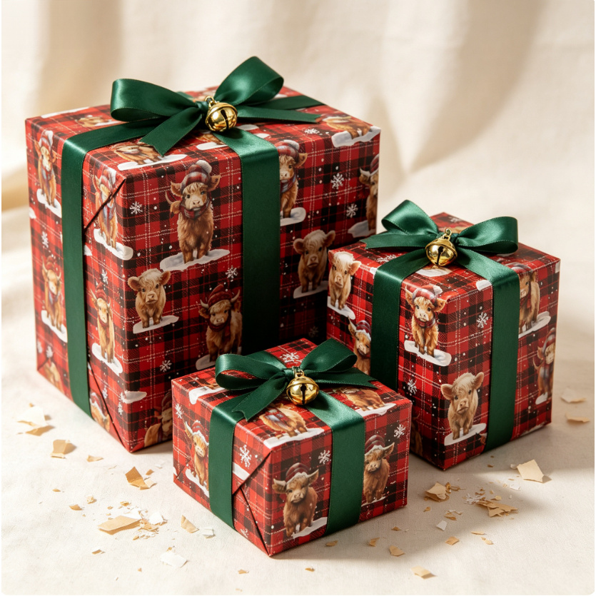 TEMU Kerst Schotse Cadeaupapier Rol 17x118 Inch, Rood Buffelruit Sneeuwvlok Ontwerp Winter Feestdagen Cadeaupapier voor Kerstcadeaus, Feestdecoratie