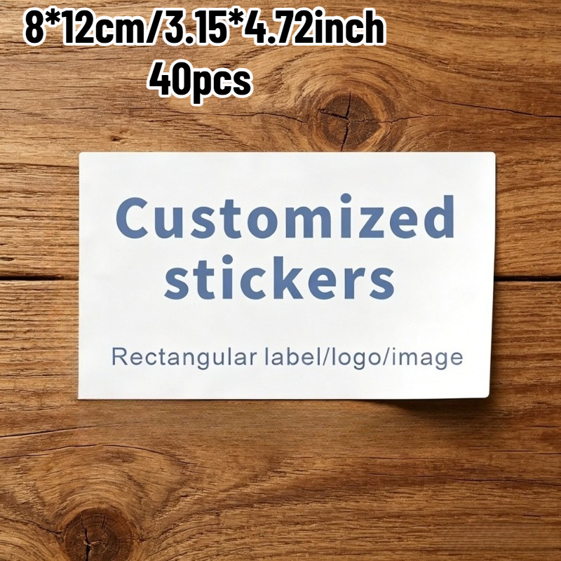 TEMU Gepersonaliseerde stickers op maat, 40/80/120 stuks 3X9/6X9/5X9/7X9/2.5X14/8X12 cm, rechthoekig, meerdere maten beschikbaar, custom ontwerp voor