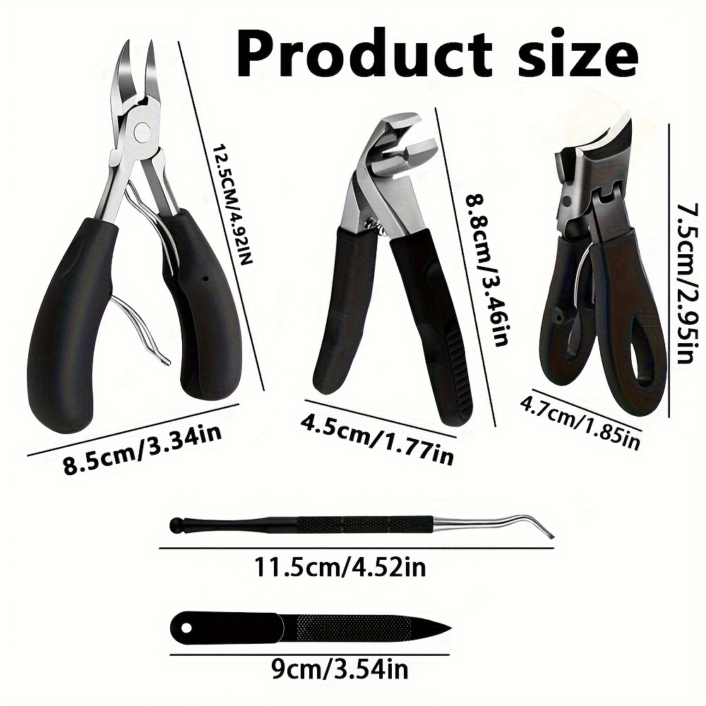 5pcs thick nail clipper set heavy duty podiatrist grade stainless steel blades with easy to grip handle suitable for and thick toes suitable for and thick toes details 3