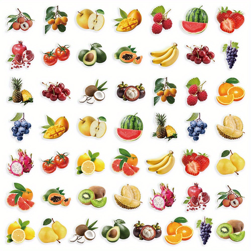 50pcs Fruit Series Waterproof Graffiti Stickers, Decorative Diy Creative Decals For Laptops, Skateboards, Helmets, Suitcases - Durable Plastic