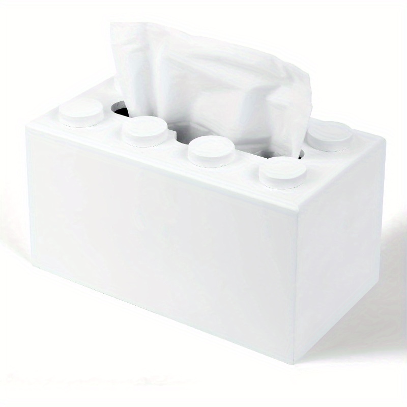 cute building blocks themed tissue box cover rectangular wooden napkin holder with 6 compartments ideal for home decor in living room kitchen   napkin holder for table kitchen accessory   design wooden construction napkin holder for table Product details 0
