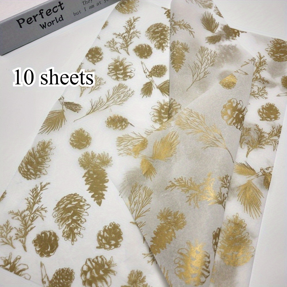 TEMU 10pcs And 50pcs, Golden Pattern Gift Packaging Tissue Set - Suitable For Gift Packaging, Bouquet Packaging, Clothing Packaging, Home Decoration,