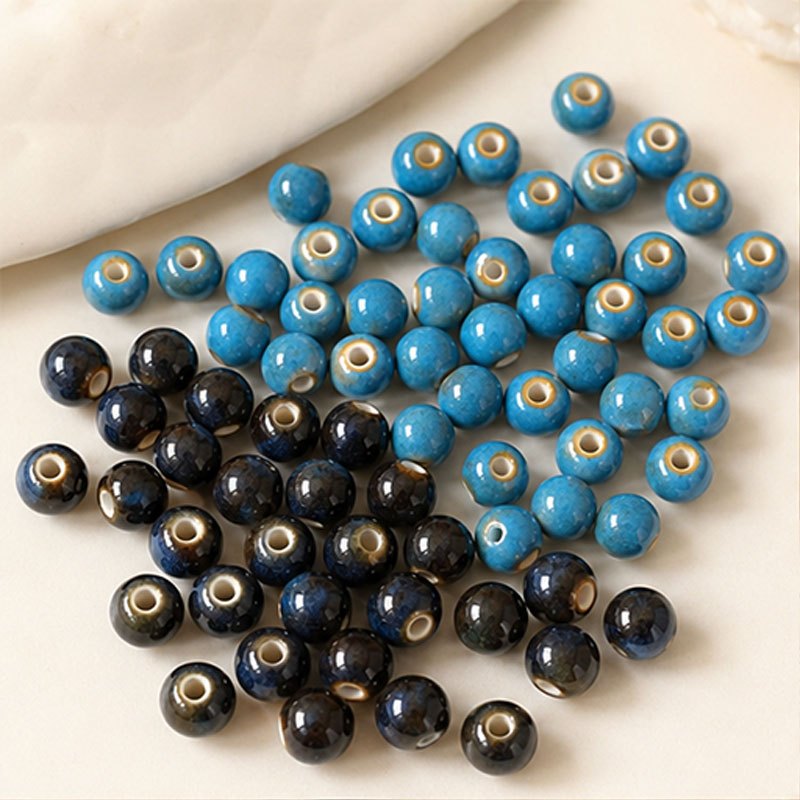 50pcs Handmade Ceramic Porcelain Beads for Crafting