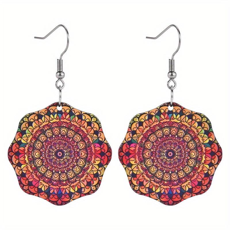 Women's Bohemia Pattern Wooden Dangle Earrings
