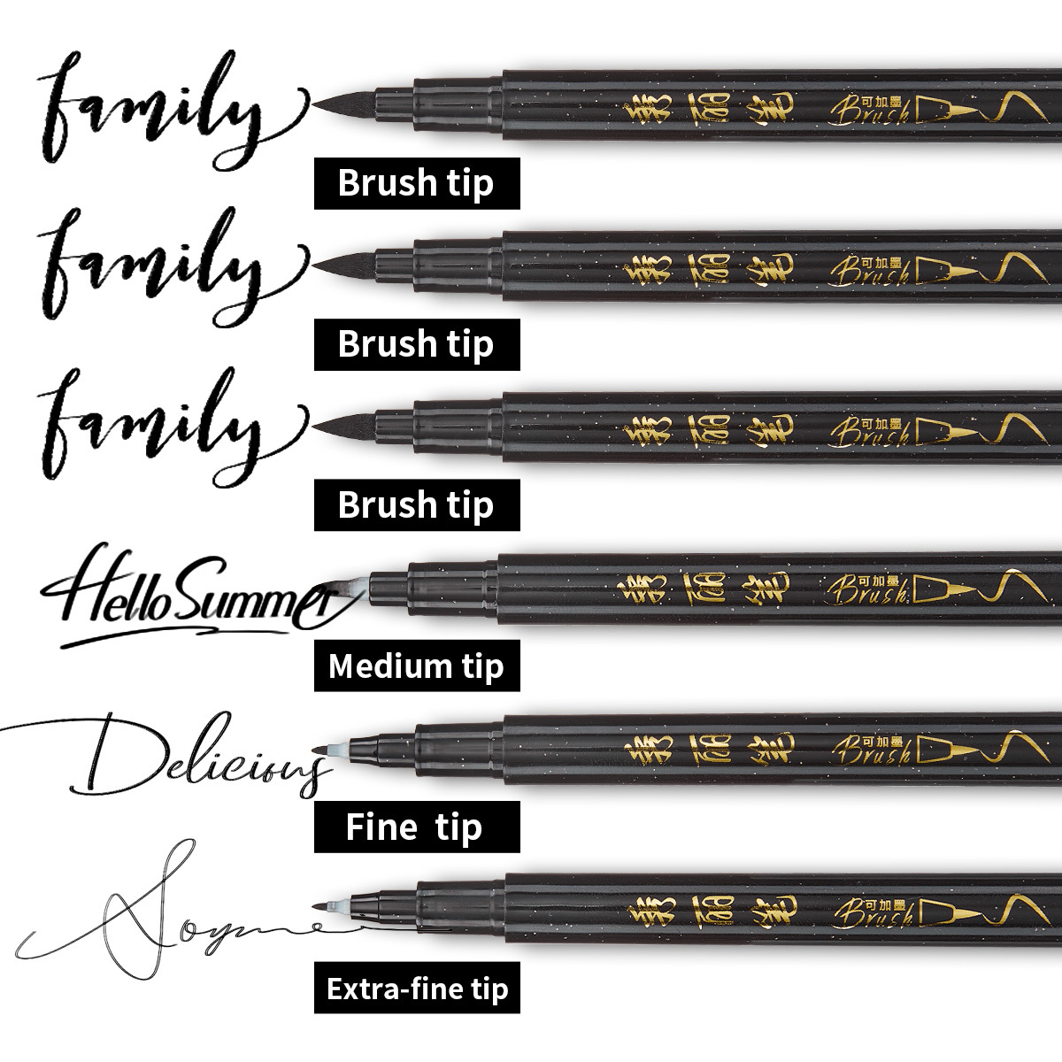 TEMU 6 Pezzi Set di Penne Calligrafia con Accenti Dorati - Impermeabili, Impugnatura Ergonomica per Scrittura a Punta Fine, Ideali per e Appassionati