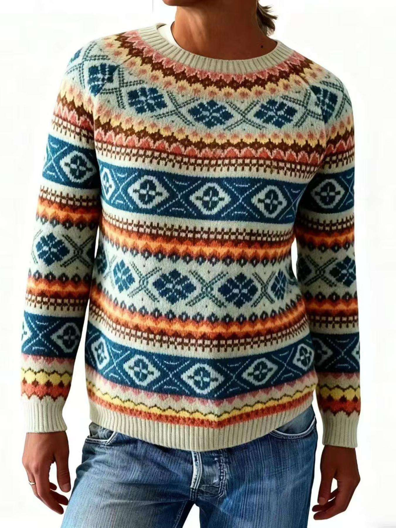 Women S Sweater,  , Round Neck, Color Block, Loose Fit, Fashionable Pullover Knitwear