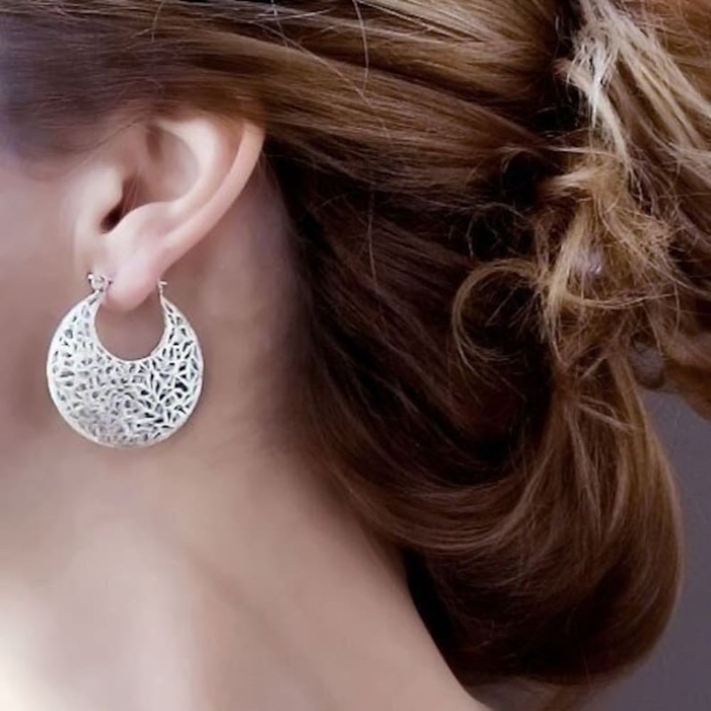 Women's Boho Large Filigree Hoop Earrings, Unique Design