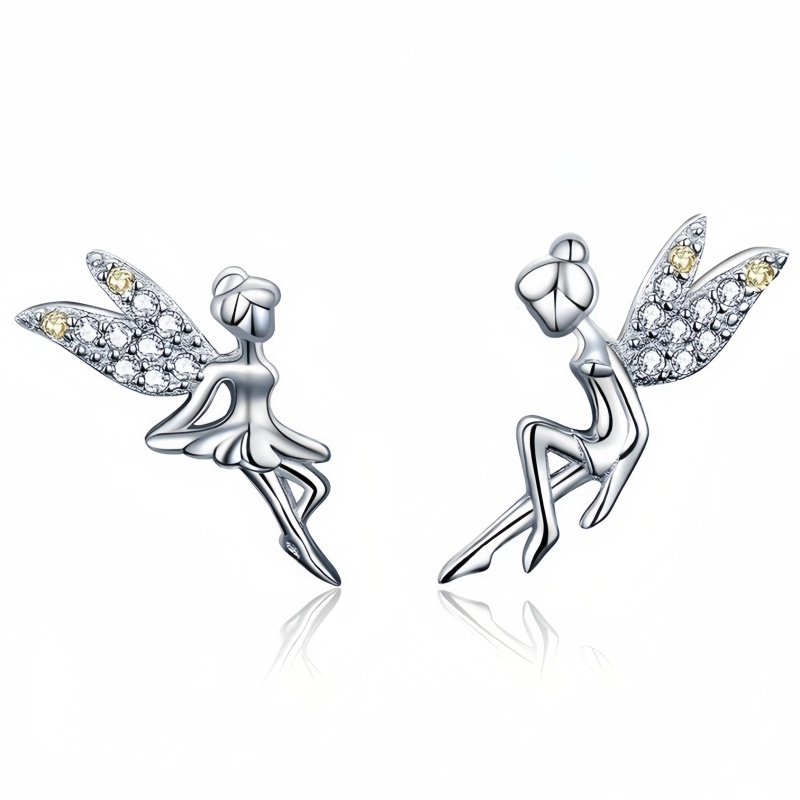 Image of Readkiss Women' Fairy Stud Earrings With Synthetic Zirconia Inlay & K Plating - April Birthstone Jewelry Suitable For Party, Daily Wear, Holiday Gifts, Ear Studs For Birthdays, Elegant Gifts