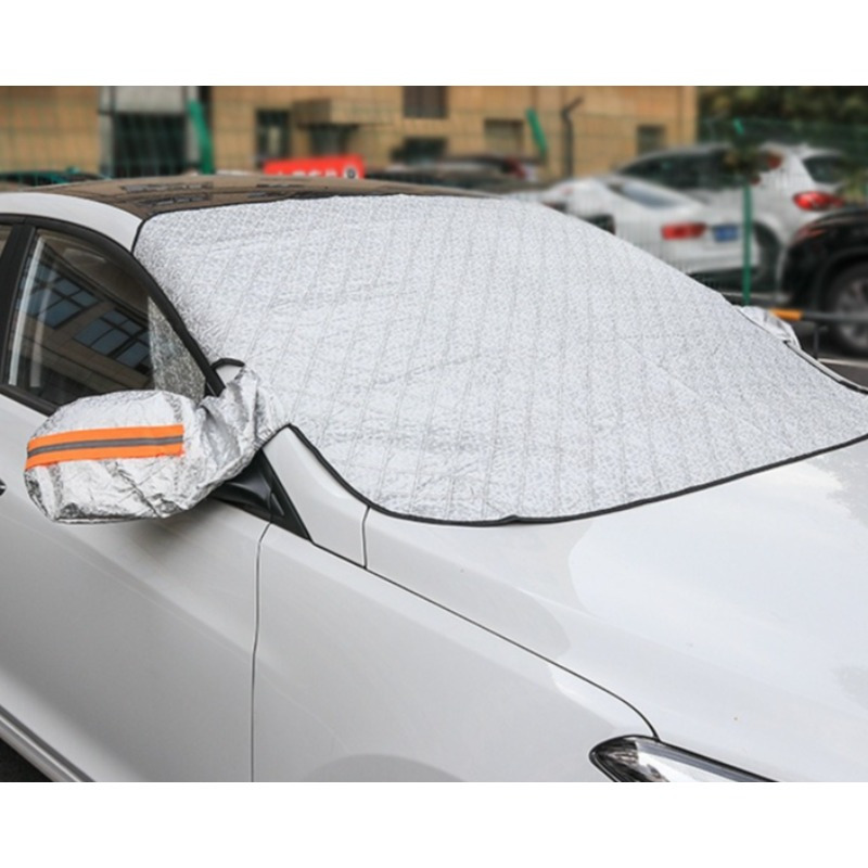 

1pc Universel Fit Magnétique Voiture Pare-brise Couverture de Neige - Fibre Polyester, Installation Facile, Protection Contre la Chaleur et les UV, Bandes Réfléchissantes