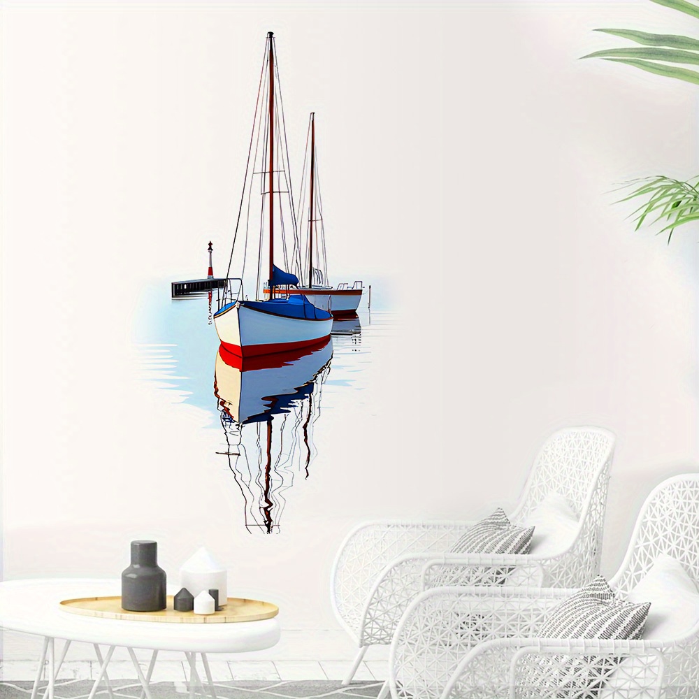 Image of 1pc A Wall Sticker Featuring A Sailing Motion. A Polyvinyl Chloride Opaque Wallpaper Suitable For Home Decoration, Ideal For Use Room.