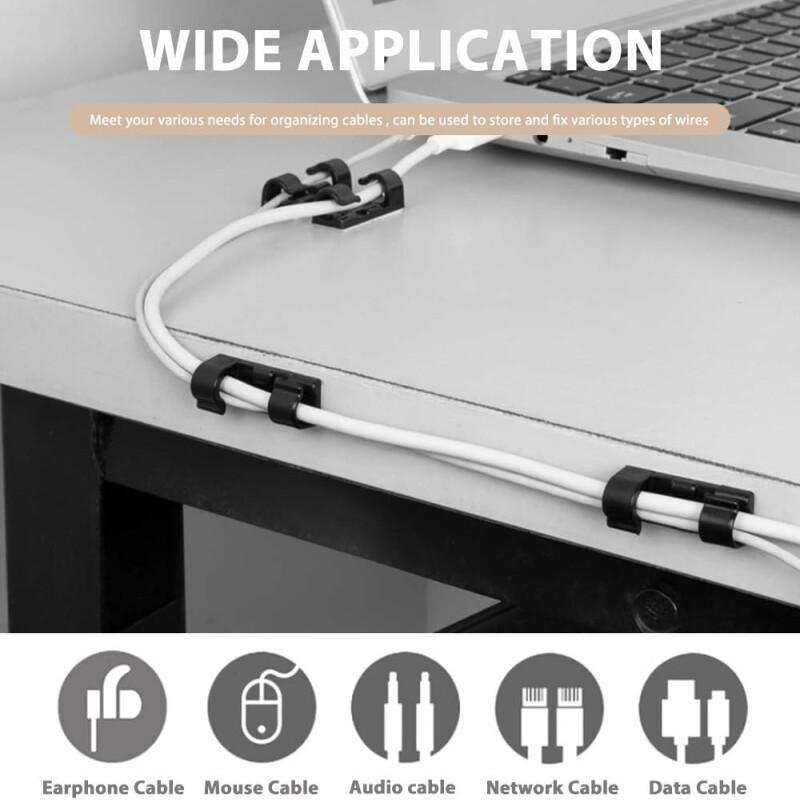 TEMU 80pcs Premium Strong Self Adhesive Cable Clamps, Premium Self Adhesive Cable Organisers, Strong Cable Clips With Self - Adhesive Property For