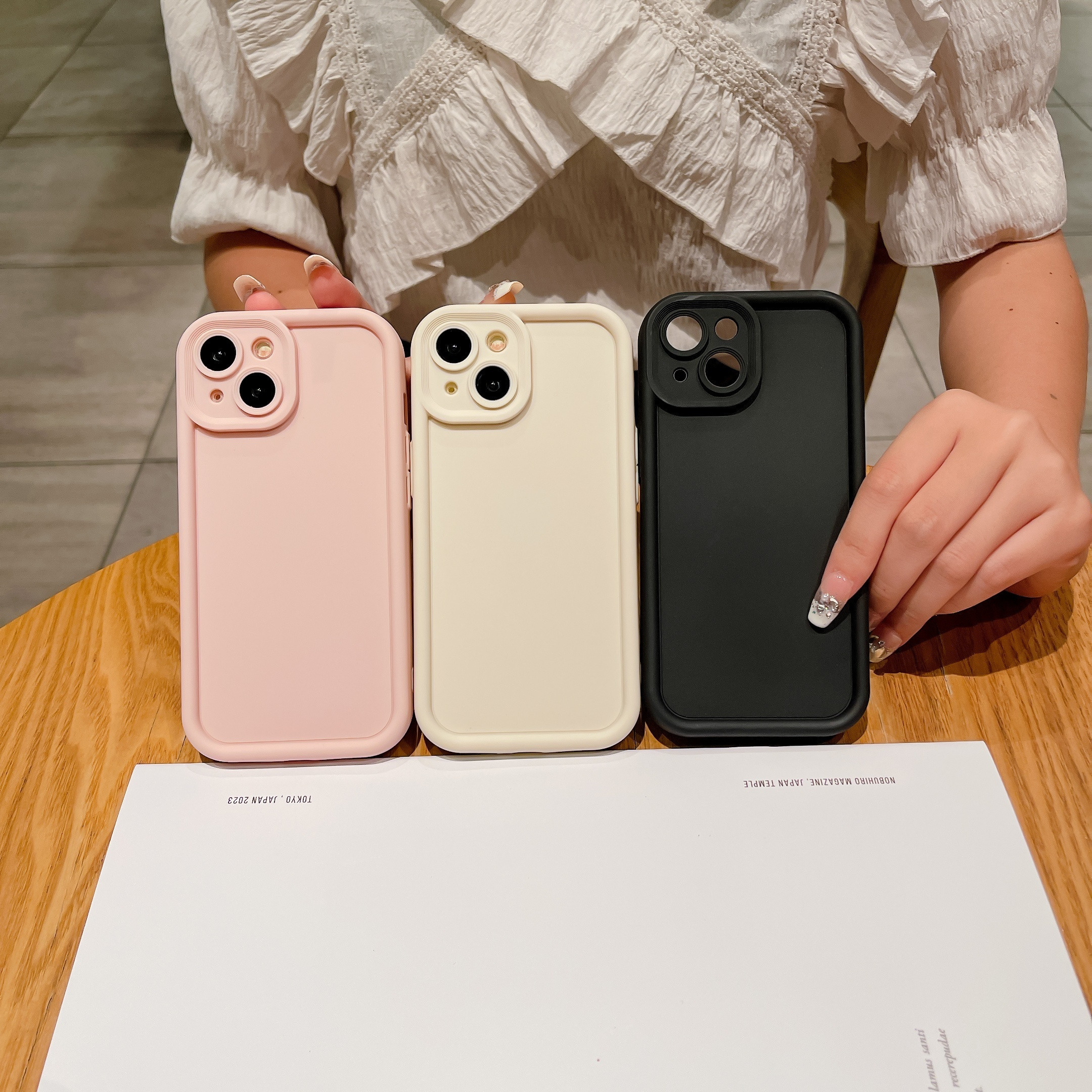 Solid Color Phone Case Compatible with iPhone X, 11, 12, 13, 14, 15 Pro Max Plus High-end Fashion Simple Style, Shockproof and Drop-resistant for Daily Use, Perfect Gift for Girlfriend or Boyfriend