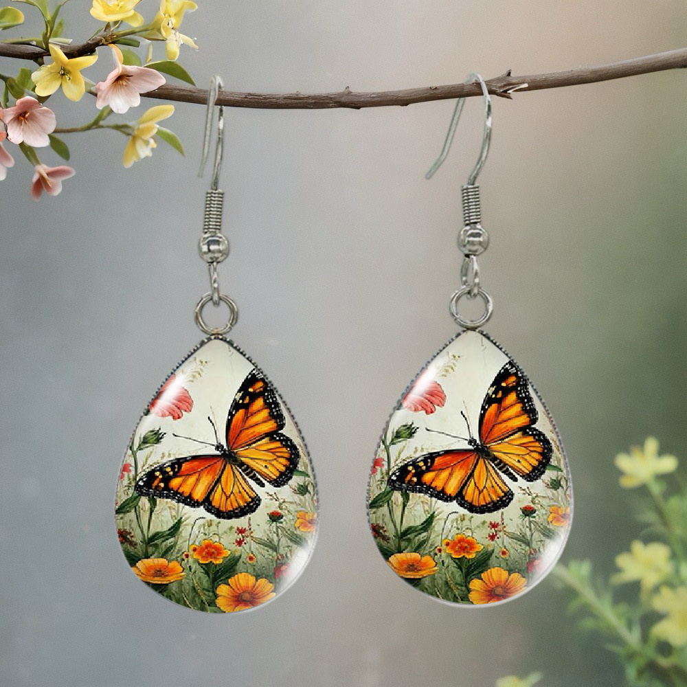 TEMU 1 Paire de Boucles d'Oreilles Papillon Style Bohème - Bijoux Pendantes Motif Jardin, Clous d'Oreilles pour Hommes