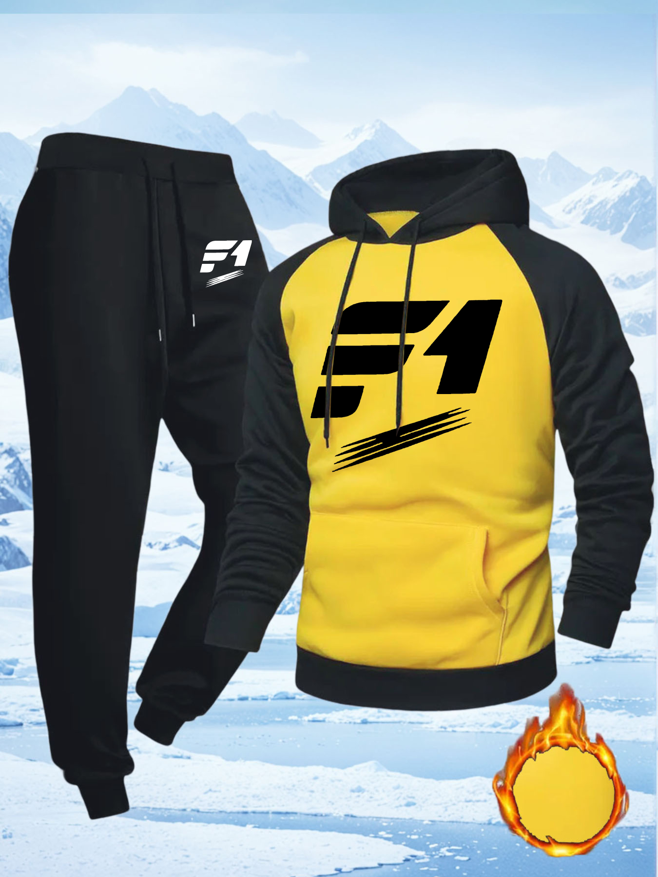 2-delige heren F1 logo hoodie en broek met riem