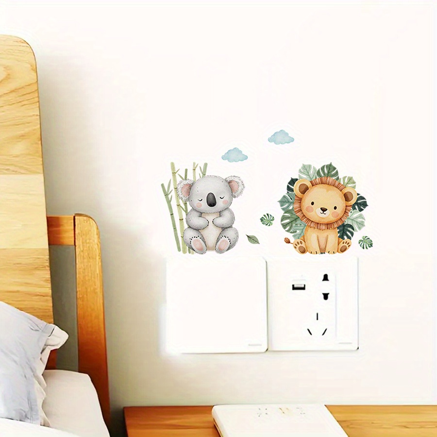 6pcs Watercolor Cute Forest Animal Switch Plate Stickers