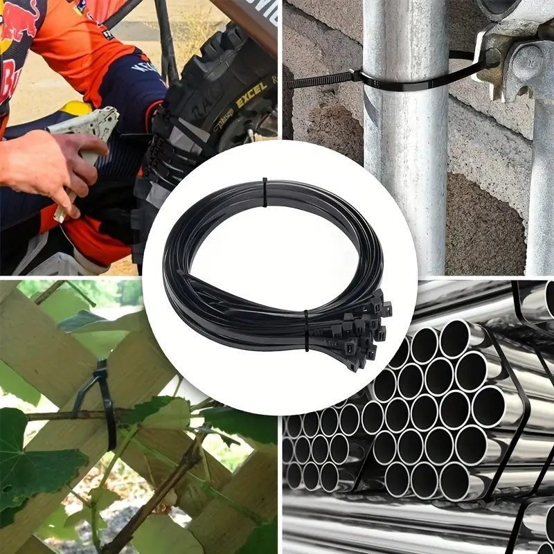 300pcs 10.16/15.24/20.32 cm Black Nylon Zip Ties, Adjustable Self-locking Zip Ties, Waterproof and Anti Slip, Fixing and Bundling Zip Ties, Suitable for Outdoor Cables, Gardening and Household Multi-purpose Bundling