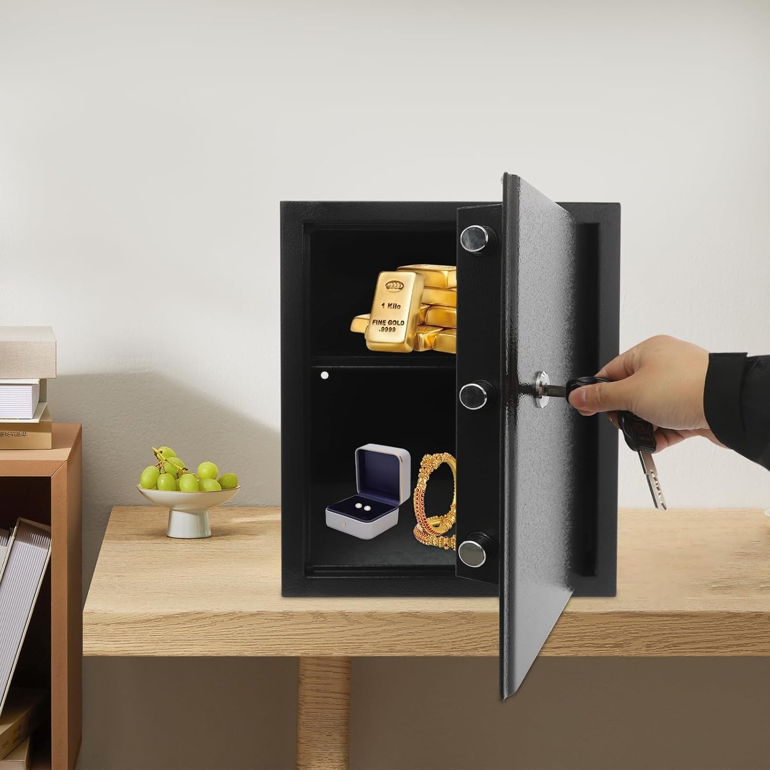 Image of Box With Keys & 3 Locking Bolts & Hidden Hinge | Corrosion Resistant, Wall Mountable, For Home Use, 35 * 31 * 45cm - Eurhomeplus