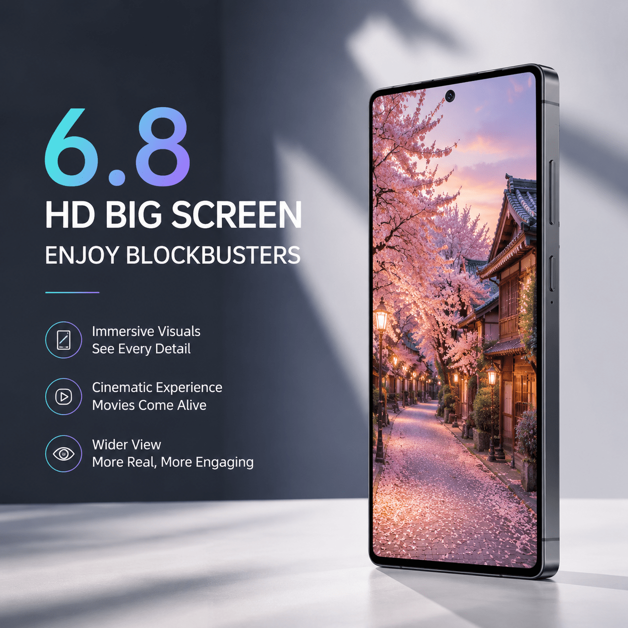 easy mastery unlocked   phone with 4gb 64gb large memory has simple interface 6 8 inch large screen   and fingerprint unlock for elders Product details 1