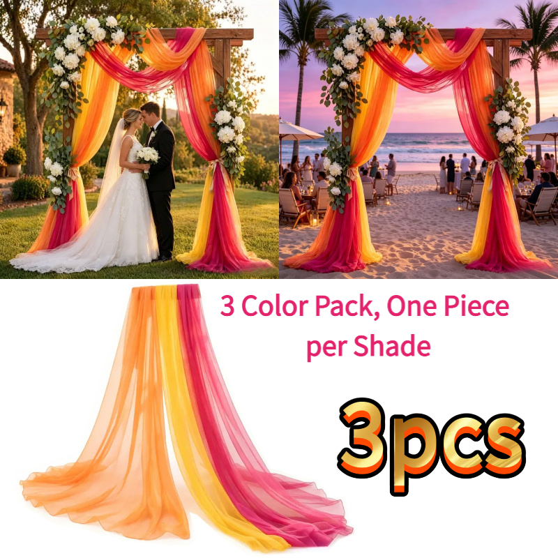 TEMU Lot de 3 Voilages d'Organza Transparents, un de chaque Orange Jaune , 31,5 pouces x 157,5 pouces/(80 cm x 400 cm) Rideau Décoratif en , Toile de