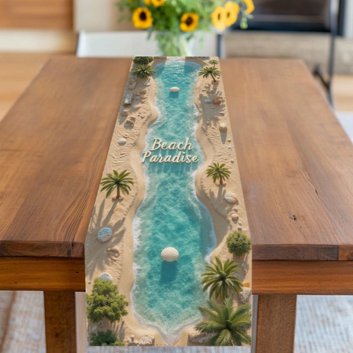 TEMU Nappe sur le thème de la plage , parfaite pour les vacances d'été. Elle présente des décorations que des coques de noix de et est facile à