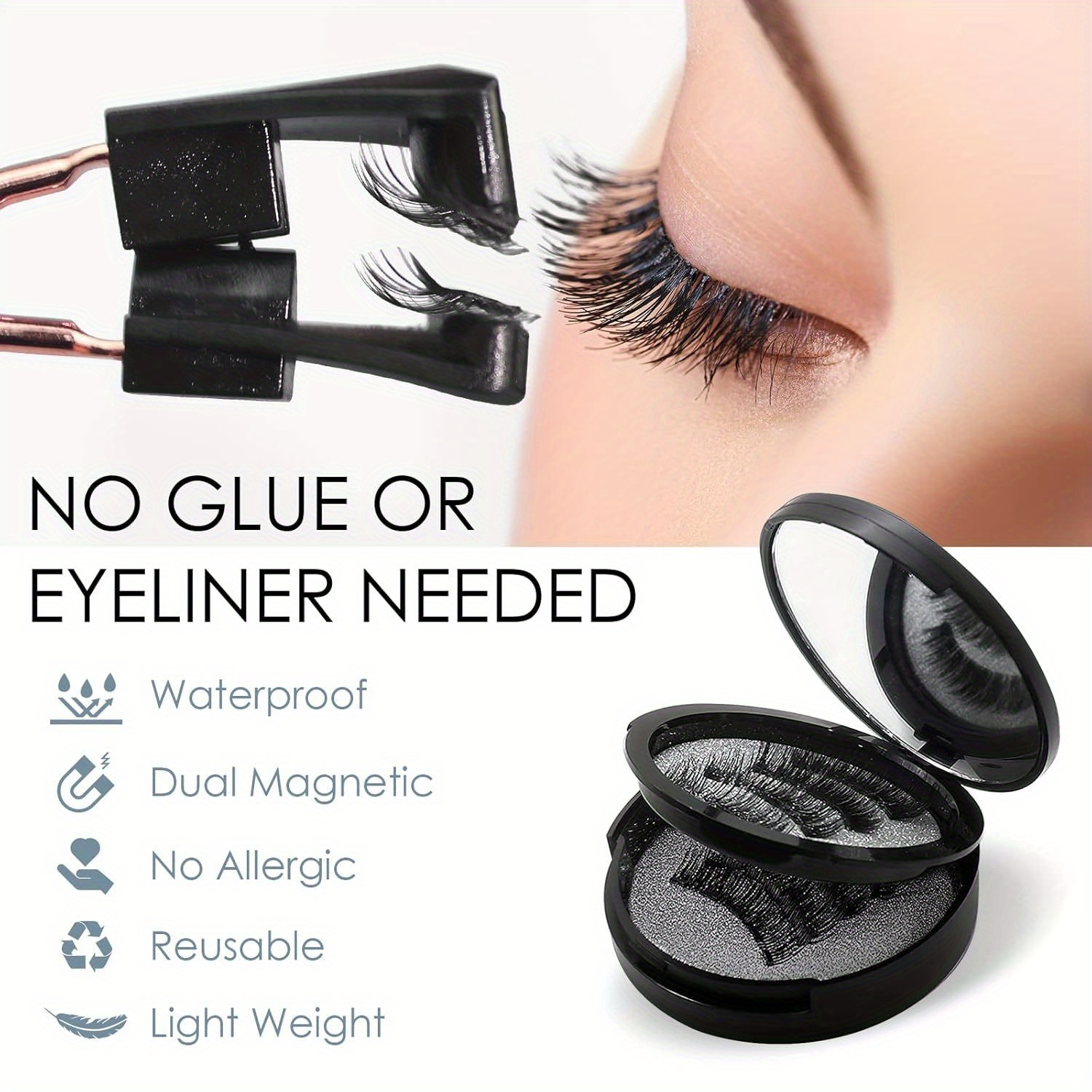 

False Eyelashes, 8 , 3d Double Eyelashes Set, No Eyeliner, No False Eyelashes , To , Reusable And