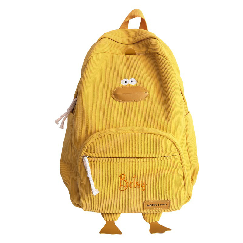 TEMU [women's Fashion Backpack] Personalized Custom Embroidery Name Large Capacity Backpack Cartoon Corduroy Casual Backpack Daily , Travel, Vacation