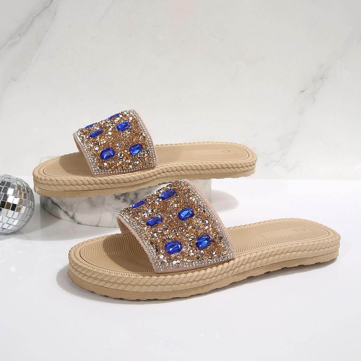 TEMU Time Hoo In Golden, Silvery, And Black. 3 Colors From. Glittering Water- Slippers For Women. Summer Style, Featuring Sapphire-accented Shiny