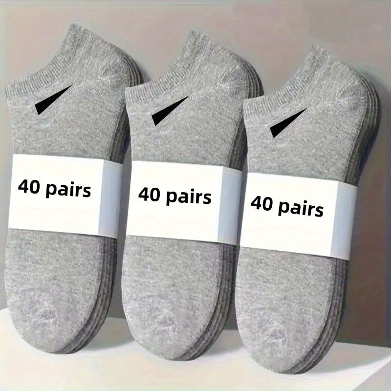 40 Pairs of Men's Breathable Socks - Lightweight Knit, Solid Color Minimalist Design, Durable and Stretchy, Suitable for Daily Wear, Comfortable and Convenient, Simple Pattern