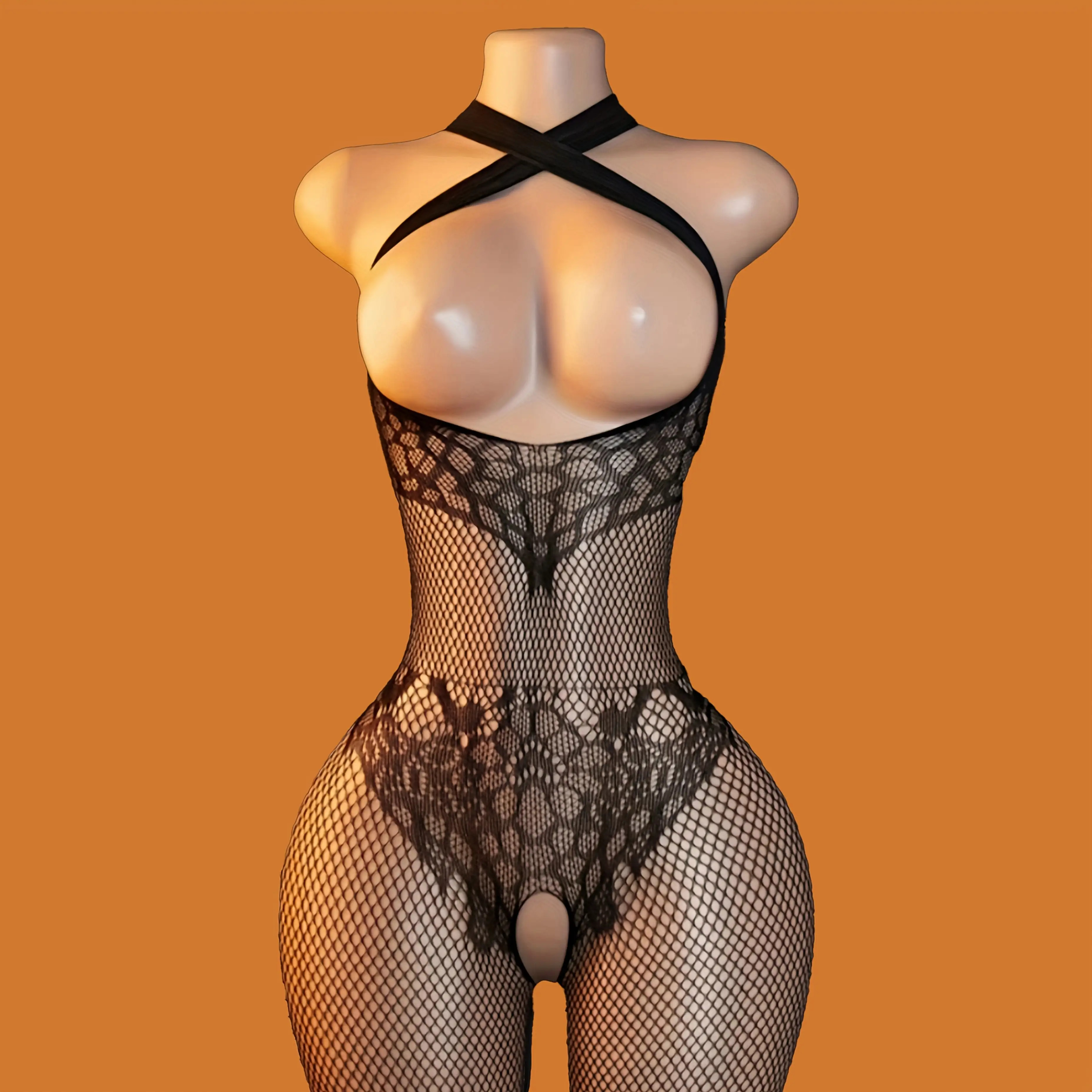 5pcs Women's Full Body Stocking Bodysuit with Garter Belt - Transparent Mesh Long Sleeve Top & Fishnet Legwear, Sensual Costume Suitable for Bedroom, Parties, Themed Events - Comfortable Wearable for s