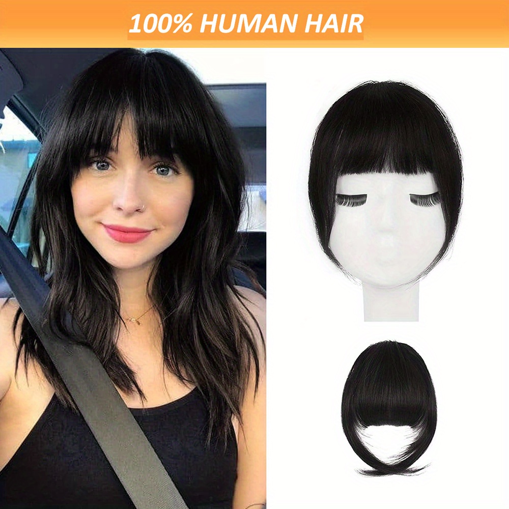clip in bangs real human hair extensions with fringe temples natural curved straight hairpieces for women easy to style daily wear adds volume dimension versatile hairpiece elegant hairpiece secure clip attachments details 1