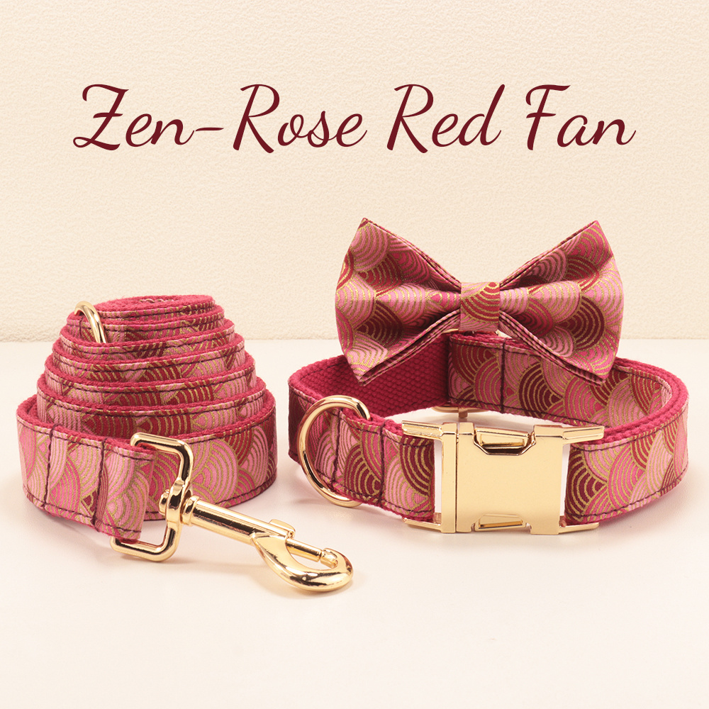 Floral Style Multi-Colored Dog Collar and Bow Leash Set