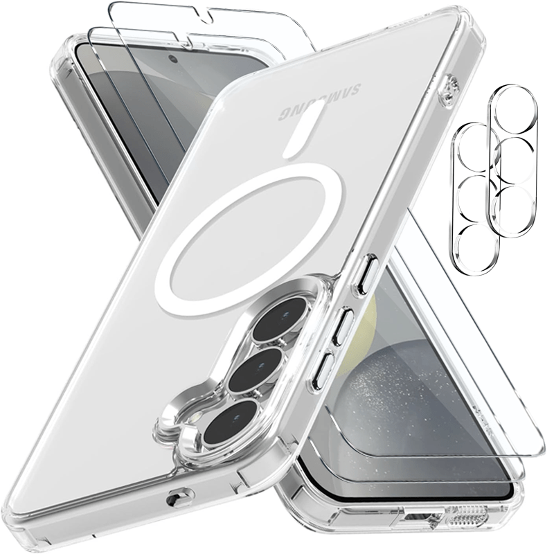 TEMU 5pcs Set, 1pc Transparent Magnetic Phone Case + 2pcs Hd Screen Protector+2pcs Lens Protector For For Galaxy S26 Fe/s26 Ultra/s25fe/s25