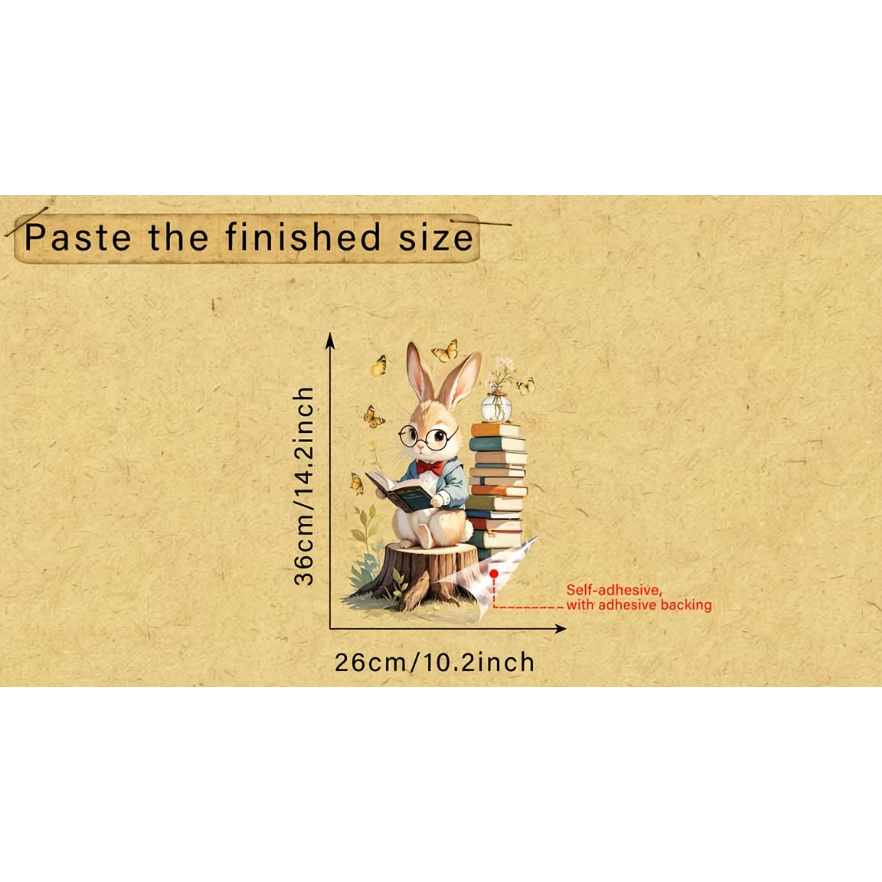 TEMU 2d Flat, 1pc Of 2d Flat-printed Easter Bunny Book/ Decorative Window Sticker, Pet Static Cling Glass Film, No Residue, No Adhesive Residue,