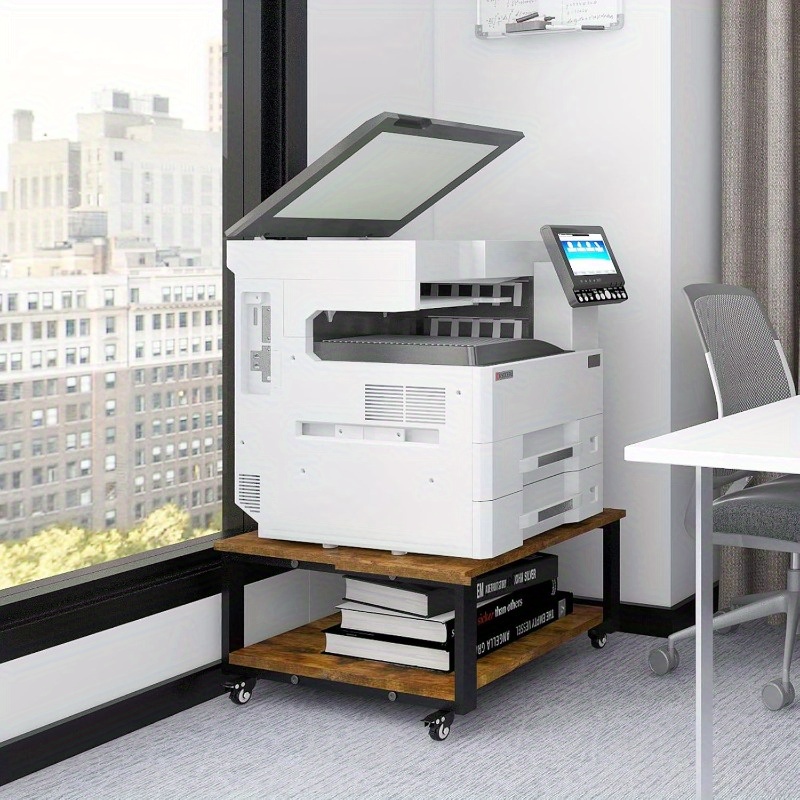 2 tier heavy duty mobile printer stand with storage shelf rolling cart dark brown under desk organizer with     space saving design sturdy construction a4 paper organizer for home office copier printer fax machine space saving   on wheels under desk storage cart under desk storage unit under desk cart printer stand under desk under desk storage organizer under the desk printer stand desktop printer stand with storage printer stand