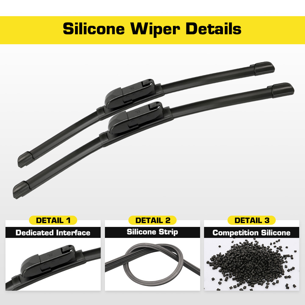 TEMU For Vw Up// Citigo 2011-2026 Silicone Coated Wiper Front Wiper Blades Windshield Windscreen Window Brushes 24
