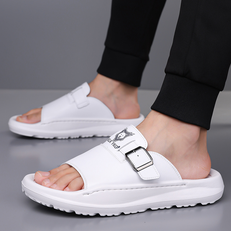 new 2024 spring summer casual slip on sandals soft sole trendy   for men high quality durable breathable   lightweight home slippers comfortable non slip thick soled outdoor indoor use fashionable open toe flip flops for     relaxation   or home   1 pair of eva slides 1   bag Product details 1