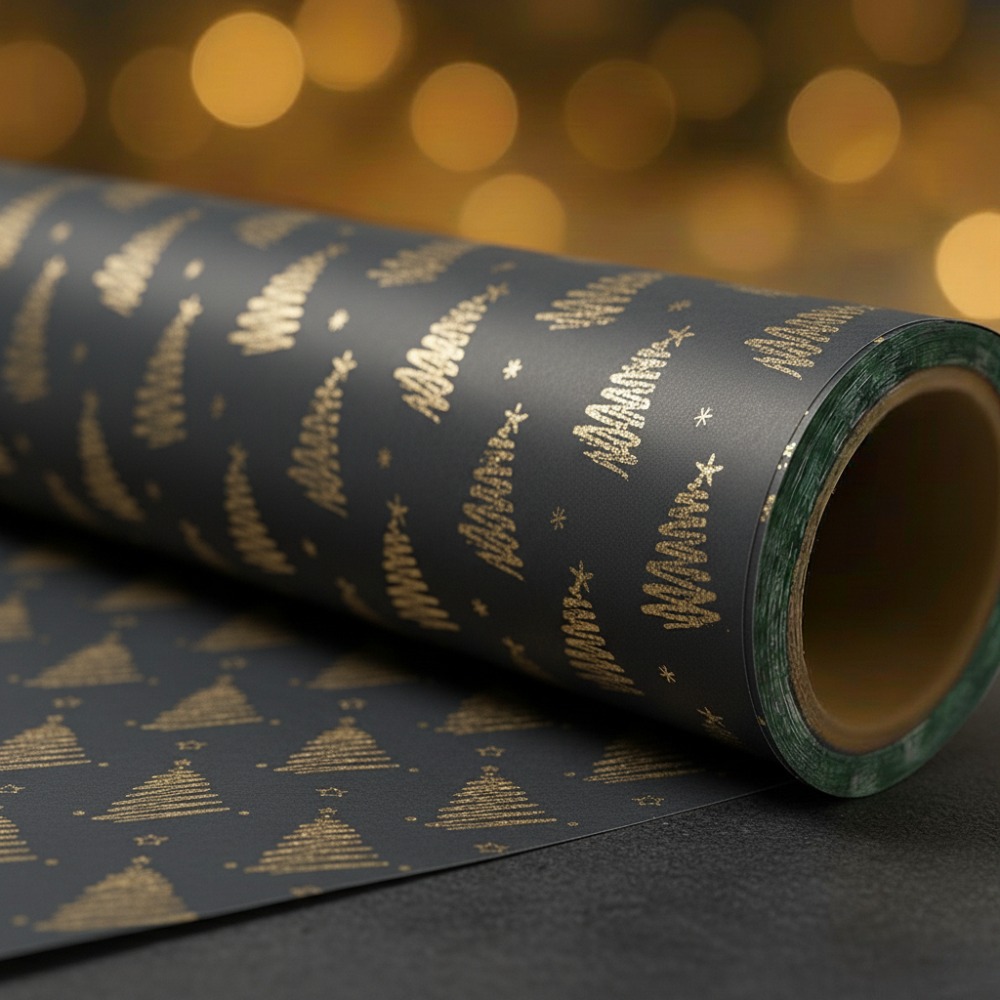 TEMU Carta da Regalo di Natale Extra Lunga 118 Pollici (118,11 pollici) - Elegante e Oro con Scintillanti, per Scatole Grandi, Regali, Decorazioni -