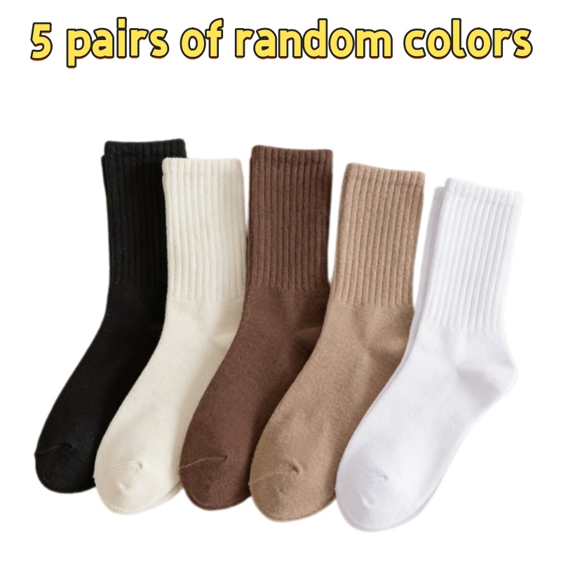 TEMU Confezione da 5 di calzini a da donna a , colori assortiti, calzini casual qualit�, morbidi, traspiranti, , elastici e versatili, adatti per uso
