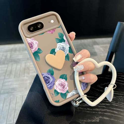phone case for google pixel 7 pixel 7a pixel 7 pro pixel 8 pixel 8a pixel 8 pro pixel 9 pixel 9 pro xl pixel 9 pro cover 3pcs colored roses phone case love lanyard flatback charm comfortable feel design phone case lightweight protection made sui