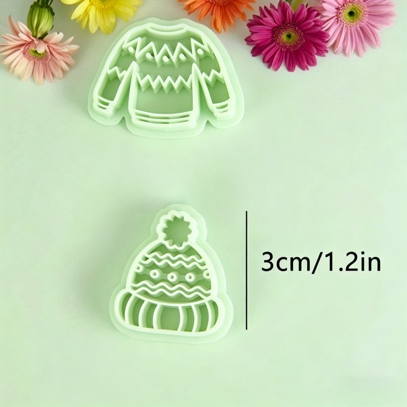 TEMU 2pcs Christmas Sweater Polymer Clay Cutters - Holiday Crafting Tools, Suitable For , Earrings, And Handmade Items, High-precision Plastic Molds