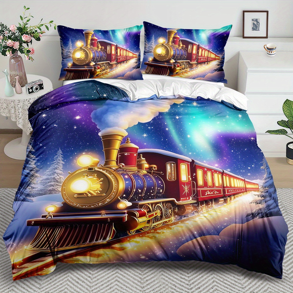 

2/3pcs Duvet , , Christmas , , 100% , , All-, Includes 1 Duvet Cover + 1 Pillowcases, No , , 90gsm, , , Bedroom Or Decor