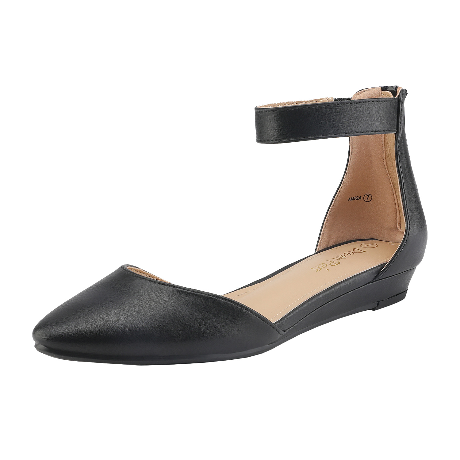   womens low wedge ankle strap flats shoes