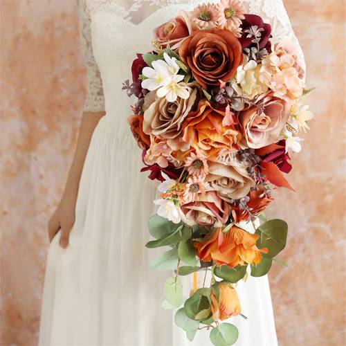 wedding bouquets for bride bridesmaid orange bridal bouquets for bride wedding flowers bouquet wedding ceremony and anniversary valentines day decor