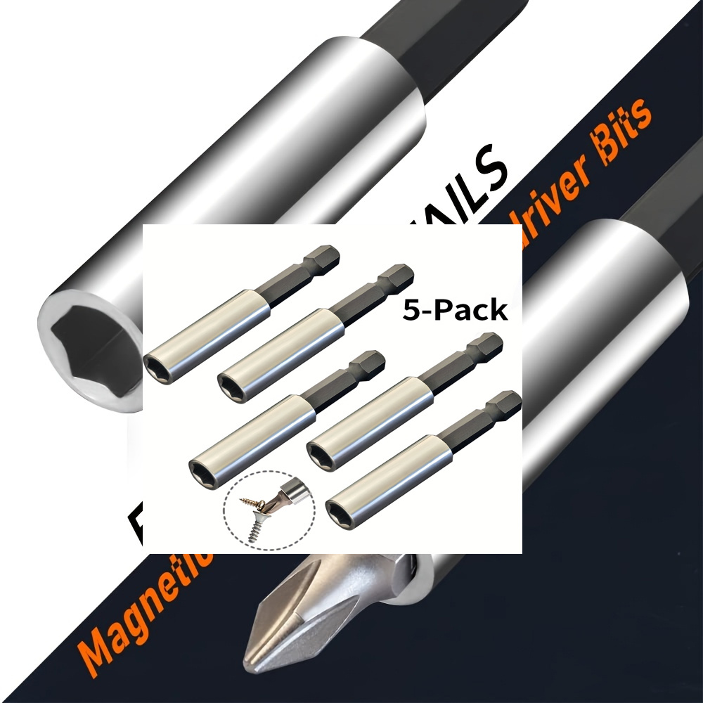 TEMU Jeu de 5 porte-embouts magnétiques allongés de pouce avec douille à six pans creux, adaptateur pour mèches de perceuse et tournevis