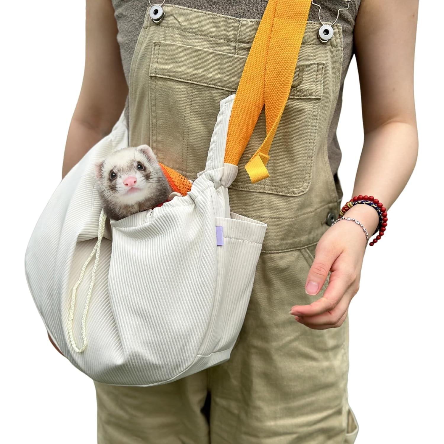 

1pc Cozy Companion Ferret & Rabbit Carrier, Soft Fabric Pet Travel Sling With Adjustable Shoulder Strap, Crossbody Small Animal Bag With Portable Pocket & Zipper Closure